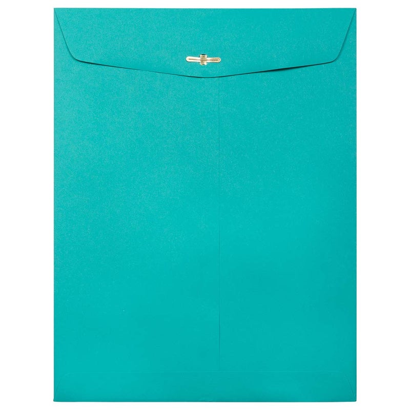 JAM PAPER 9 x 12 Colored Envelopes with Clasp Closure - Sea Blue Recycled - 100/Pack - Image 2